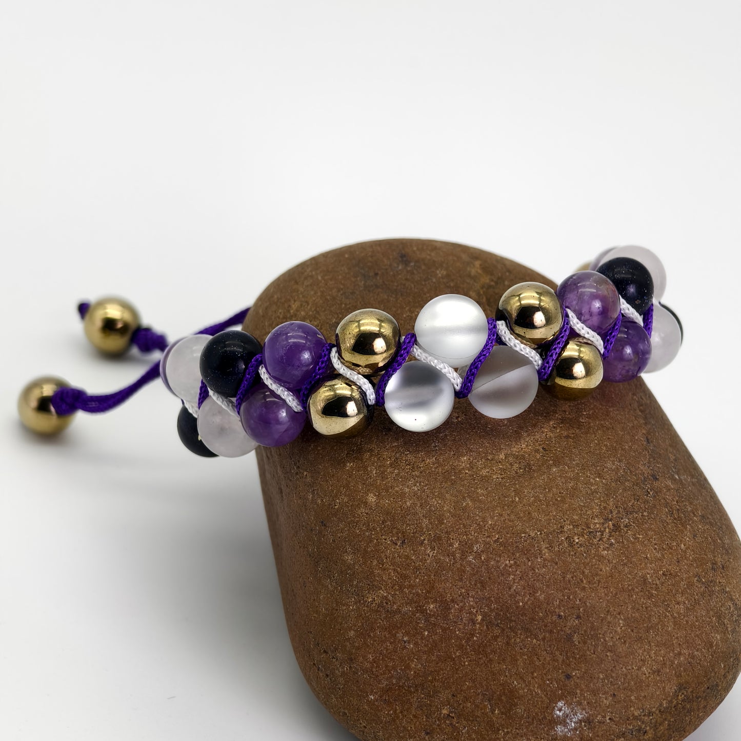 The Royal Amethyst Halo Macramé Bracelet