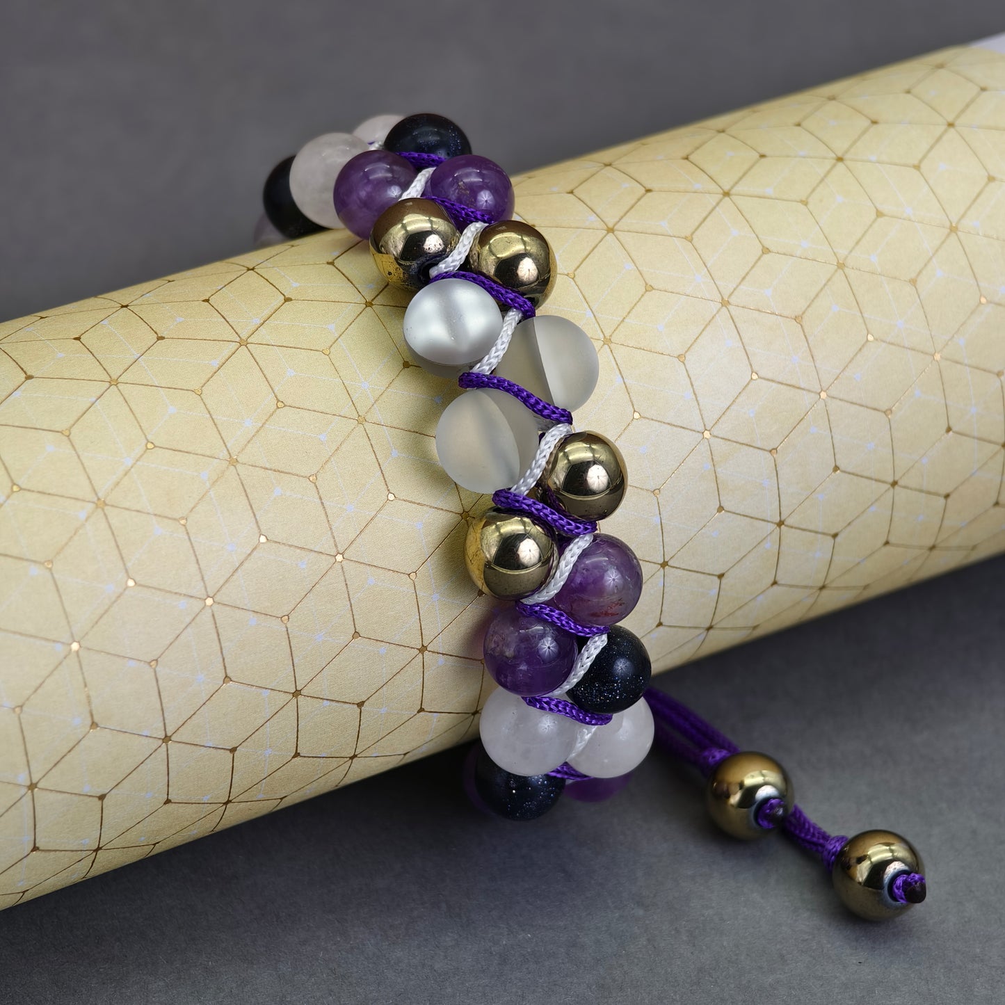 The Royal Amethyst Halo Macramé Bracelet