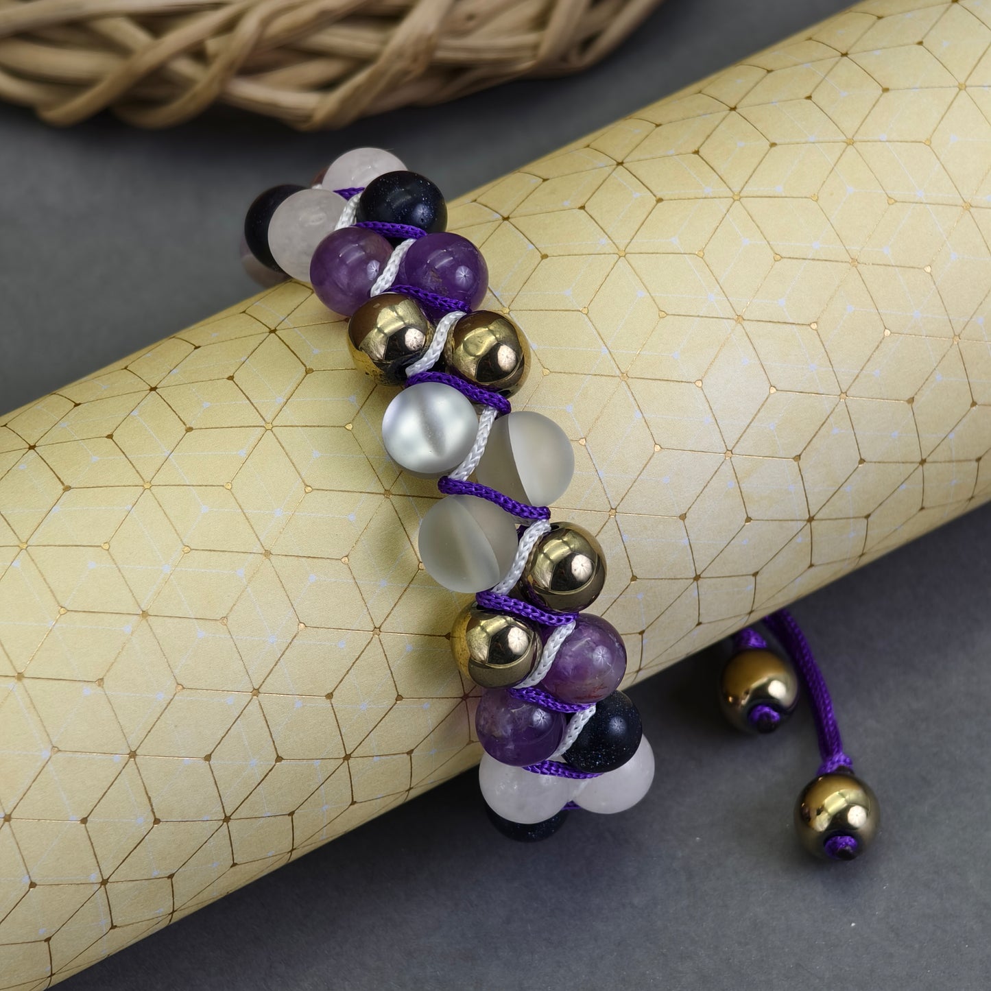 The Royal Amethyst Halo Macramé Bracelet