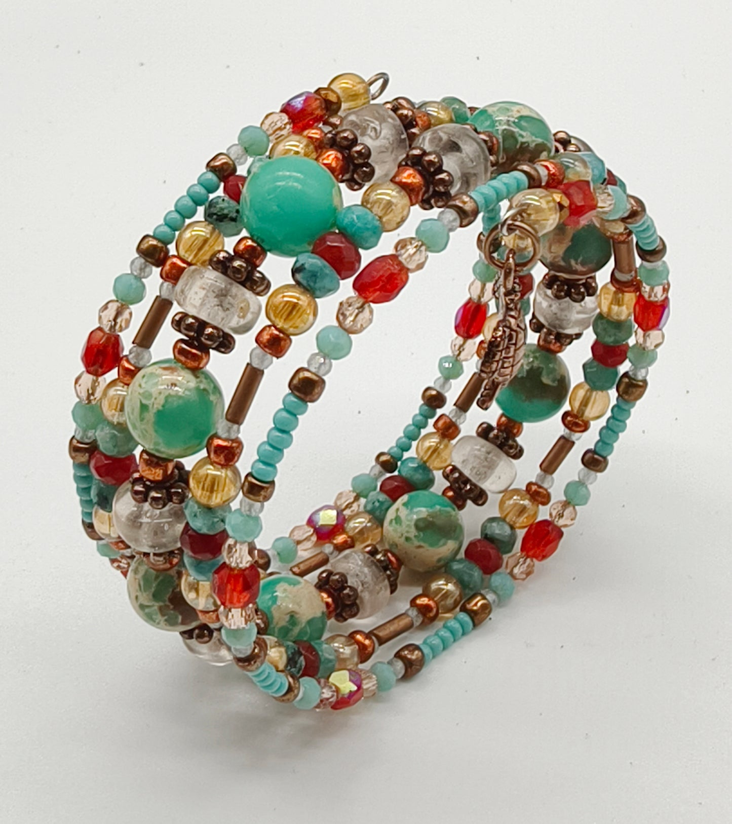 Turquoise Tide-5 Ring Spiral Bangle