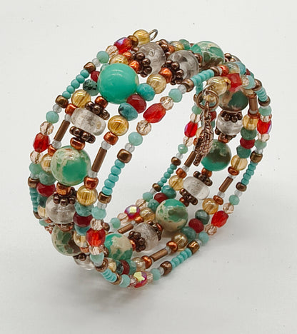 Turquoise Tide-5 Ring Spiral Bangle