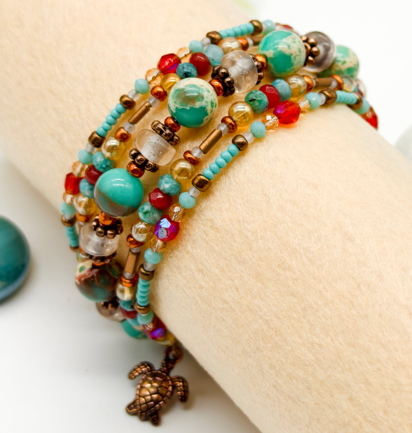 Turquoise Tide-5 Ring Spiral Bangle