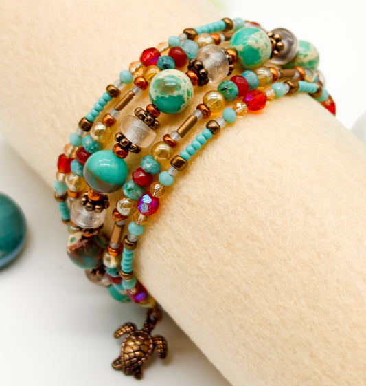 Turquoise Tide-5 Ring Spiral Bangle