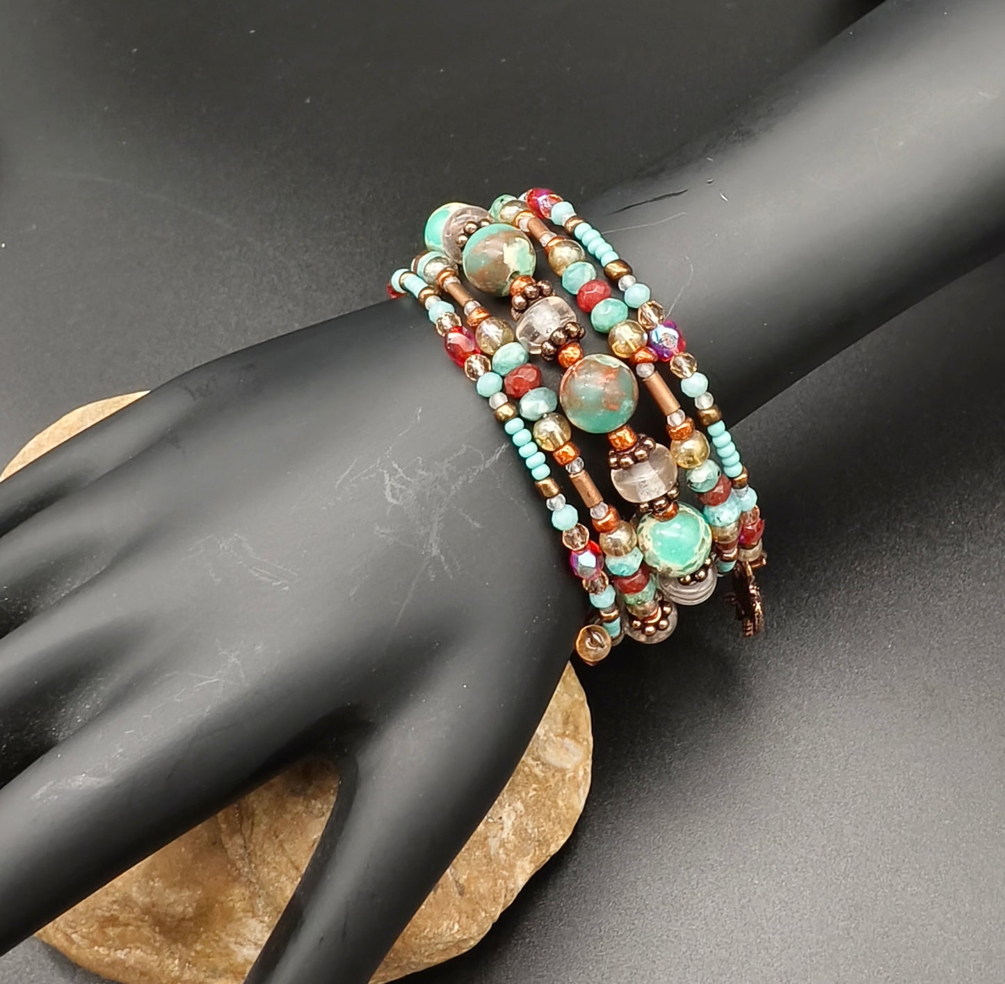 Turquoise Tide-5 Ring Spiral Bangle