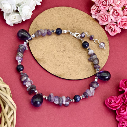 Twinkling Plum Anklet: A Sparkling Embrace of Purple Magic
