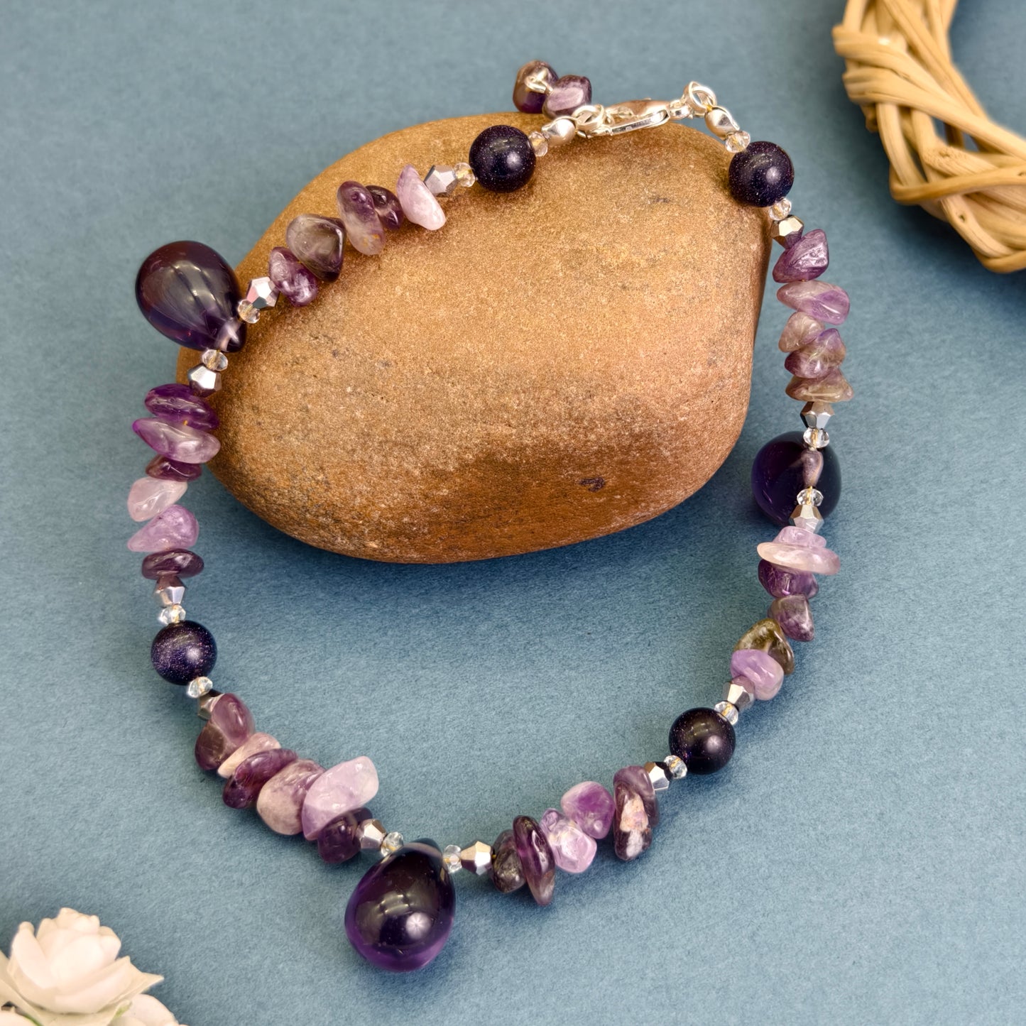 Twinkling Plum Anklet: A Sparkling Embrace of Purple Magic