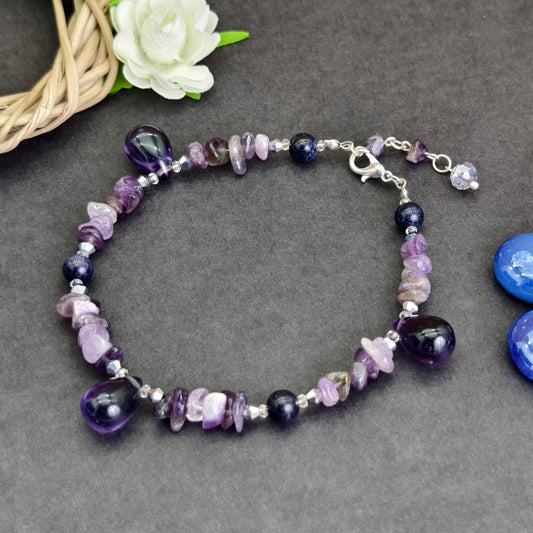 Twinkling Plum Anklet: A Sparkling Embrace of Purple Magic