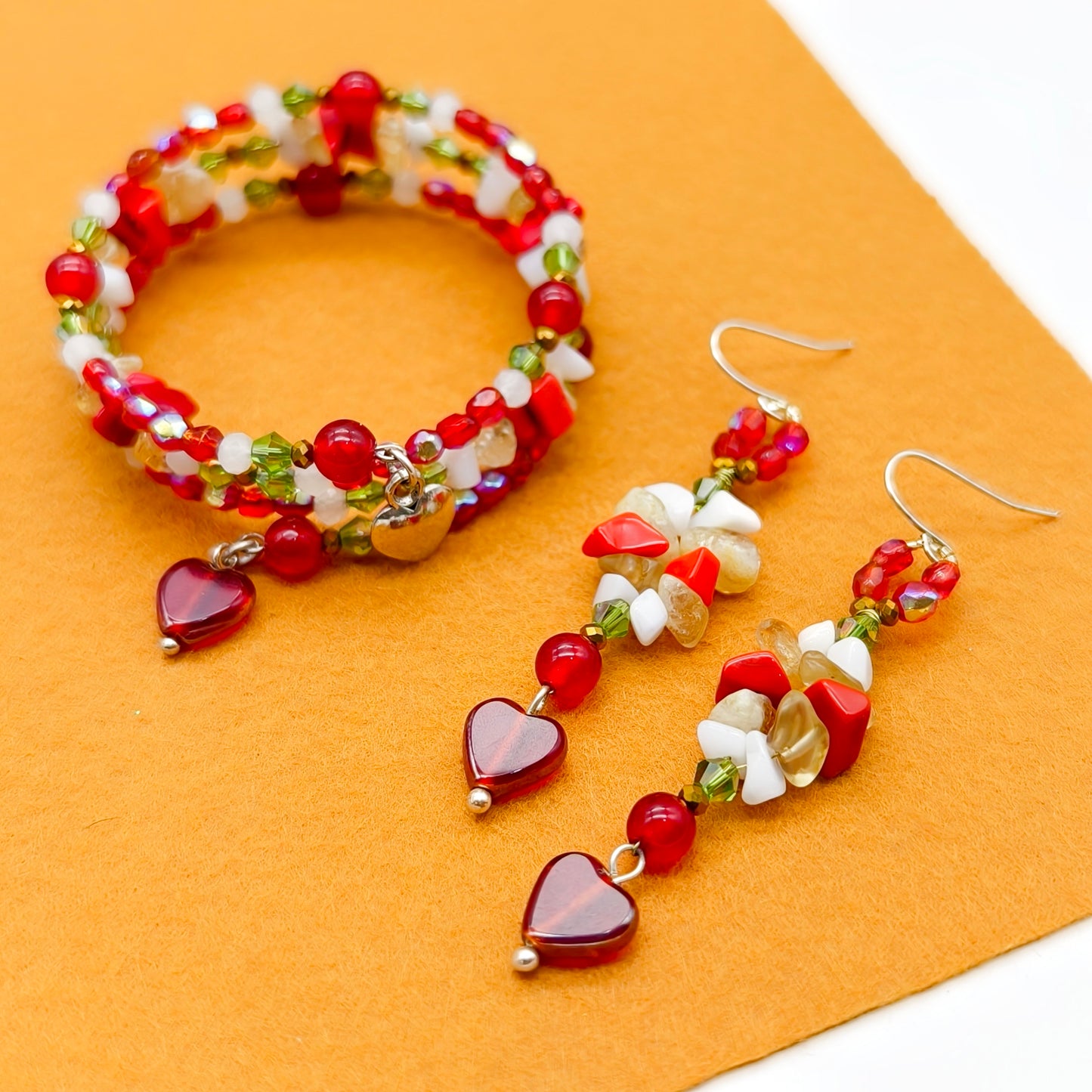 Twin Hearts Bangle & Earring Set