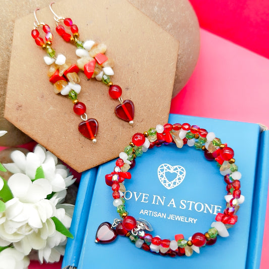 Twin Hearts Bangle & Earring Set