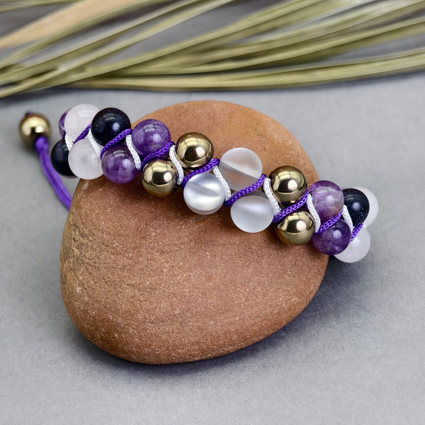 The Royal Amethyst Halo Macramé Bracelet