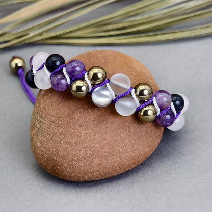The Royal Amethyst Halo Macramé Bracelet